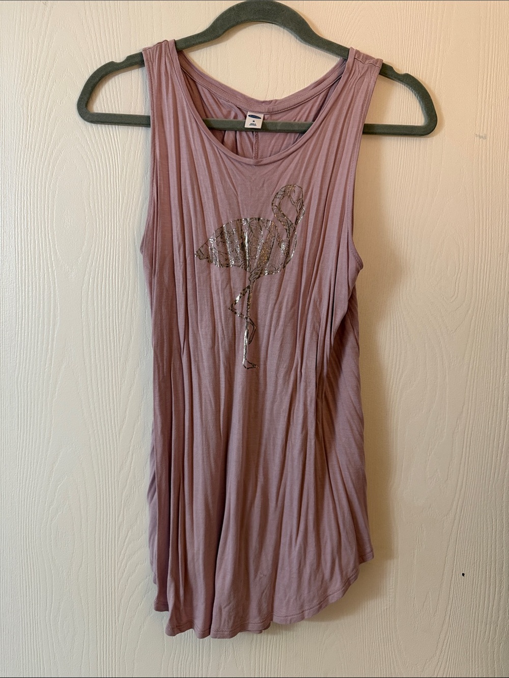 Old Navy Mauve Glitter Flamingo Tank Top